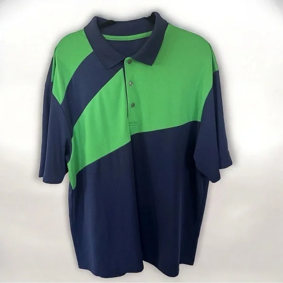 Ben Hogan Men's 2XL Blue Green Golf Performance Polo Colorblock Golf Polo - Picture 3 of 5